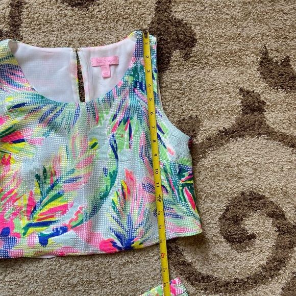 Lilly PULITZER Hilah Floral Print Mesh Skirt & Top Set Neon Multicolor SZ 00 XXS - Picture 12 of 15
